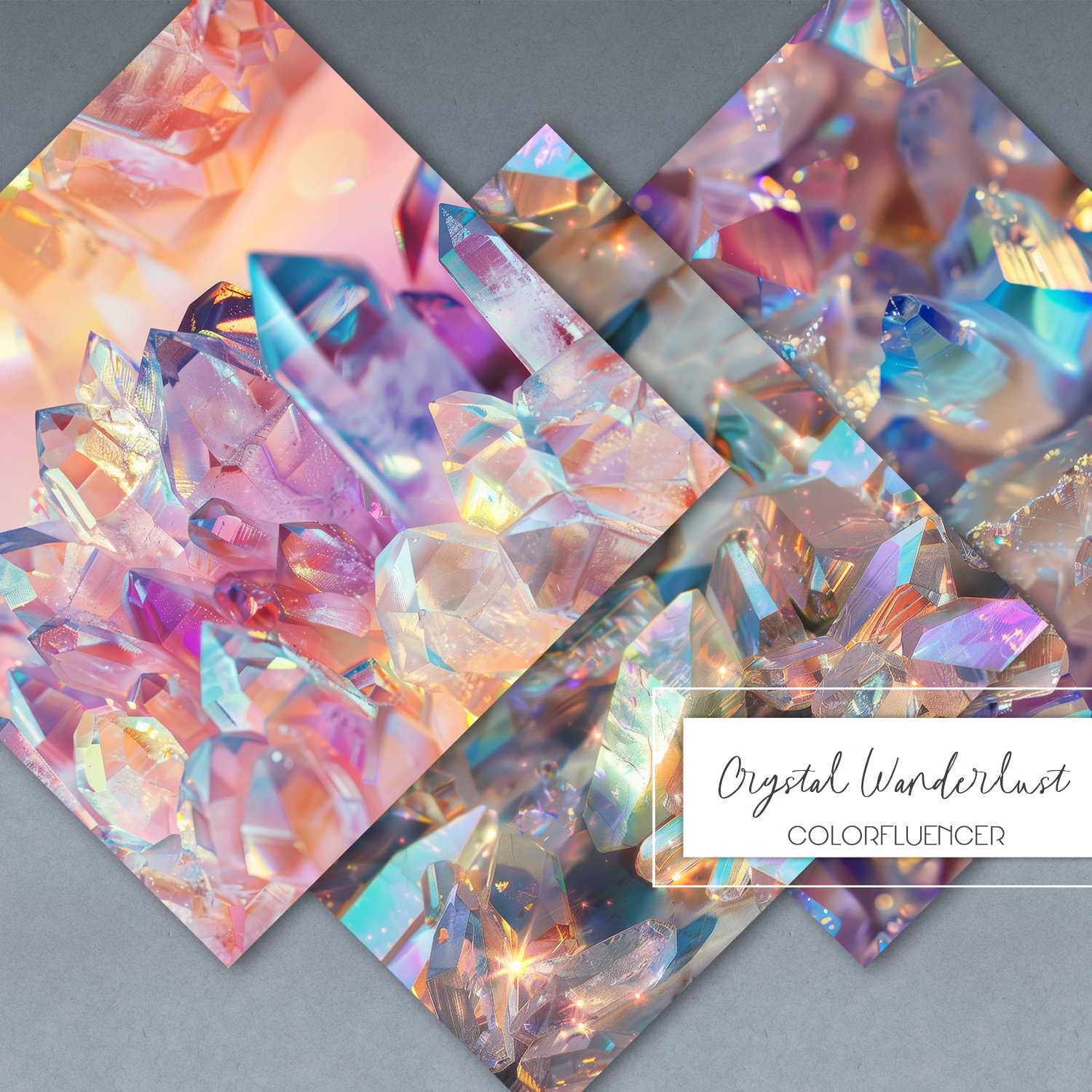 Crystal Digital Paper | Iridescent Crystals and Quartz Seamless Pattern ...