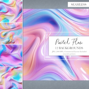 Liquid Paint Backgrounds | Pastel Flow | Digital Papers | Sublimation Designs | Seamless Pattern | Abstract, Modern, Minimalistic, Pastels