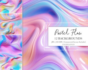 Fondos de pintura líquida / Flujo pastel / Papeles digitales / Diseños de sublimación / Patrón sin costuras / Abstracto, Moderno, Minimalista, Pasteles