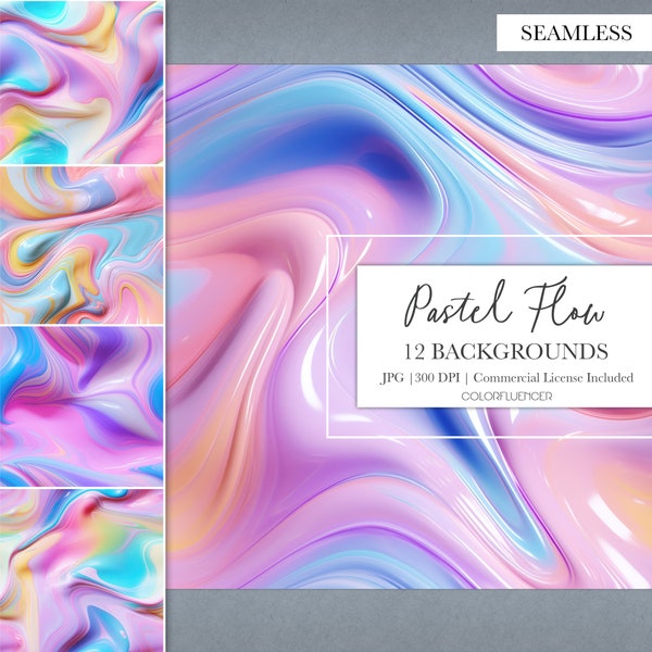 Liquid Paint Backgrounds | Pastel Flow | Digital Papers | Sublimation Designs | Seamless Pattern | Abstract, Modern, Minimalistic, Pastels