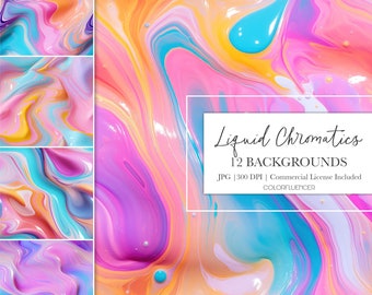 Fondos de Pintura Líquida / Cromática Líquida / Papeles Digitales / Diseños de Sublimación / Patrón Sin Costuras / Pintura, Plástico, Moderno, Diversión