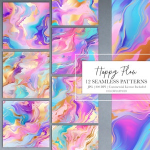 Modern Seamless Patterns | Happy Flow | Digital Paper | Sublimation Designs | Minimalistic, Elegant, Abstract, Modern, Agate