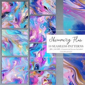 Glitter Seamless Patterns | Shimmery Flow | Digital Paper | Backgrounds| Brush Strokes, Metallic Gold, Paint texture, Elegant, Abstract