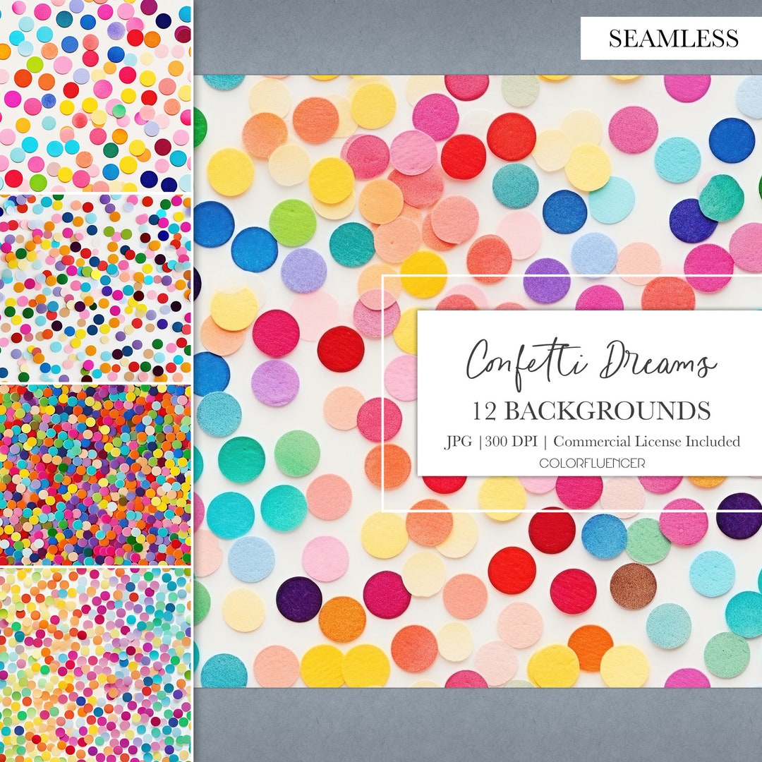 Confetti Seamless Patterns Confetti Dreams Backgrounds Digital Papers