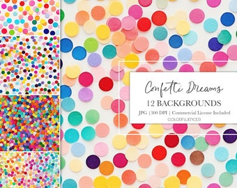 Confetti Seamless Patterns | Confetti Dreams | Backgrounds | Digital Papers | Sublimation Designs | Colorful Polka Dots Pattern, Modern