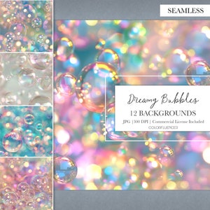 Bubbles Backgrounds | Dreamy Bubbles | Digital Paper | Sublimation Design | Seamless Pattern | Colorful, Modern, Iridescent, Bubbles