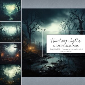 Halloween Backgrounds | Haunting Sights | Digital Papers | Halloween backdrop, spooky, haunted forest, haunted house, pumpkin