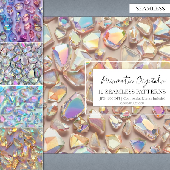 Jewels Seamless Patterns | Gemstones Digital Paper  | Digital | Use for Sublimation Projects, Prints, Sublimation, Crafts and More