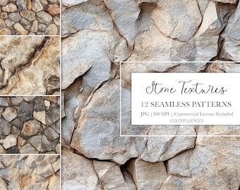 Texturas de piedra: Fondos de roca sin costuras, papel digital (30,5 x 30,5 cm)