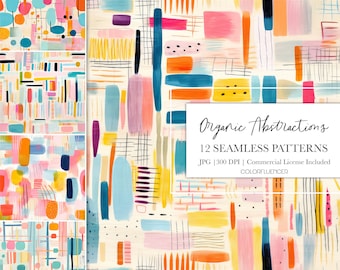 Abstract Seamless Patterns | Organic Abstractions | Digital Paper | Painting, Modern Art, Neutral, Sublimation  |  Printable Art