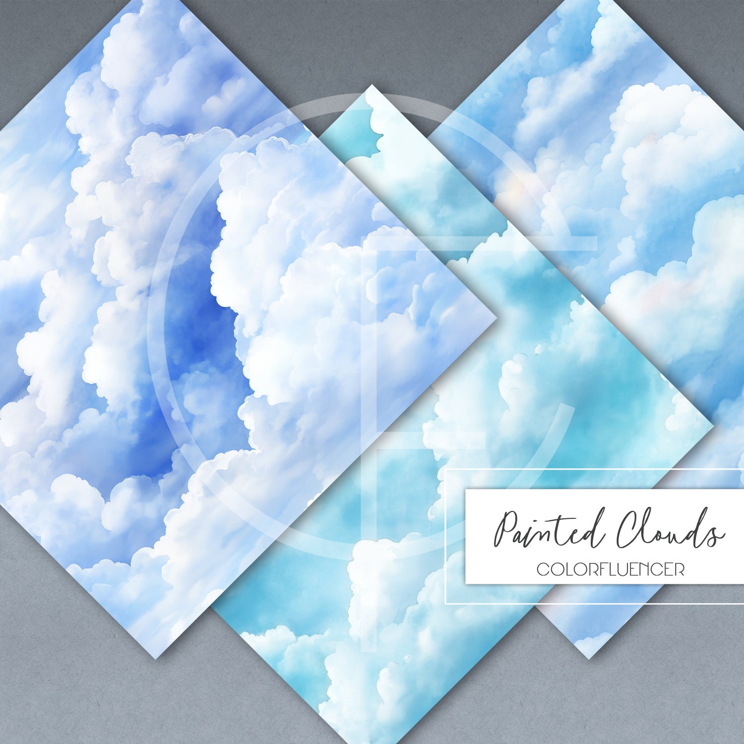 Clouds Background Painted Clouds Watercolor Seamless Patterns Blue Sky ...