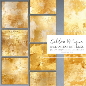Seamless Metallic Gold Patterns | Antique Gold | Seamless Pattern | Create sublimation designs, backgrounds, invitations and more