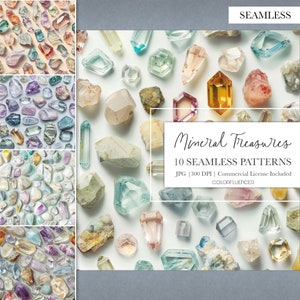 Mineral Treasures Digital Papers  | Seamless Patterns | Digital Background | Print as posters, use as  backgrounds, sublimation and more