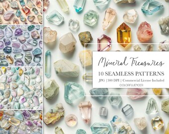Papeles digitales Mineral Treasures, Patrones sin fisuras, Fondo digital, Imprimir como carteles, utilizar como fondos, sublimación y más