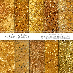 Golden Glitter Seamless Patterns | Digital Paper | Sublimation Design | Seamless Tiles | Background Images | Gold Glitter Texture
