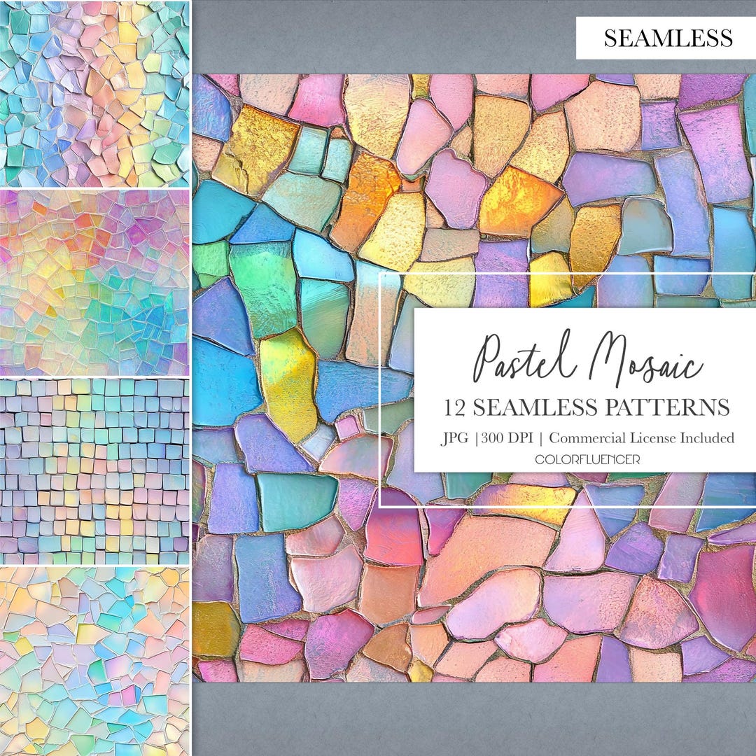Mosaic Patterns Pastel Mosaic Seamless Pattern Digital Papers 