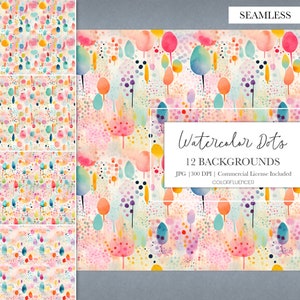 Seamless Backgrounds | Watercolor dots |  Seamless Pattern | Digital | Sublimation | Elegant, Modern, Paint Brushes, Artistic, Painting
