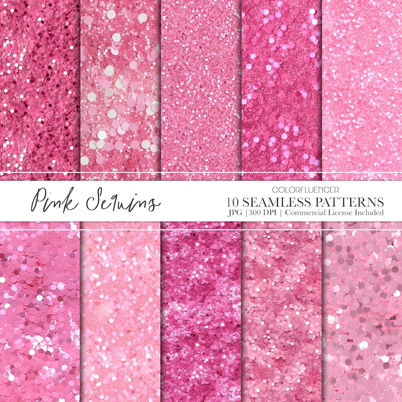 Pink Glitter and Sequins Seamless Patterns | Digital Paper ...
