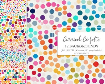 Confetti Patterns | Carnival Confetti |  Seamless Pattern | Digital Papers | Sublimation Designs | Polka Dots Pattern, Colorful, Modern
