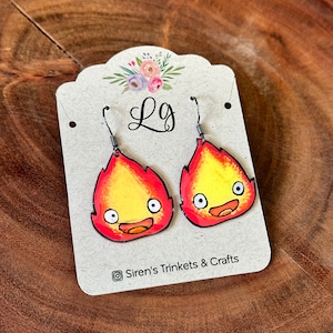Fire Demon Earrings/jewelry/ Anime earrings/ Kawaii earrings/ Hand painted