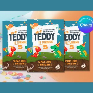 Dinosaur Birthday Party Invitation, Dino-themed Party Invitation, Instant Download, DIGITAL Printable EDITABLE Invite 5x7 in - Edit Today!