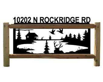 Personalized Whitetail Deer Cedar Log Outdoor Sign