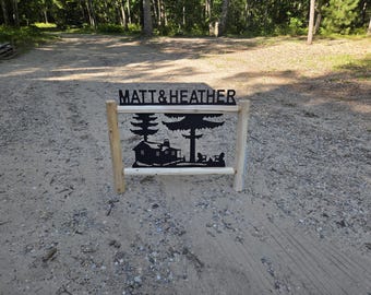 Personalized Cabin Cedar Log Outdoor Sign