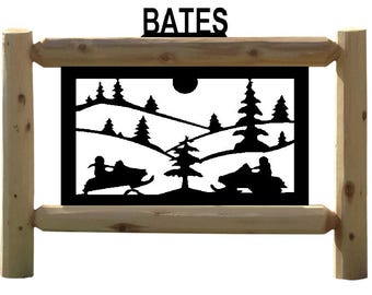 Custom Cedar Log Sign with Handcrafted Snowmobile Design – Perfect for Snowmobile Enthusiasts, Personalized for Your Space