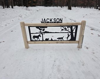 Personalized Hunting Dog Cedar Log Outdoor Sign