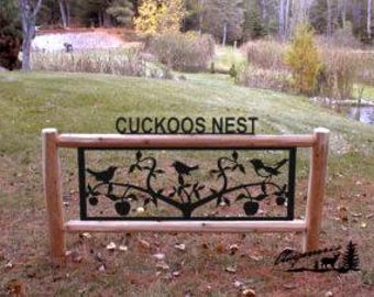 Personalized Bird Wildlife Cedar Log Outdoor Decor Sign