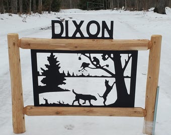 Personalized Dog Hunting Wildlife Cedar Log Outdoor Sign