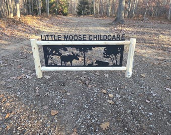 Personalized Moose Cedar Log Outdoor Sign Decor