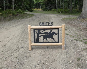Personalized Horse Cedar Log Sign – Rustic Outdoor Cabin or Ranch Decor