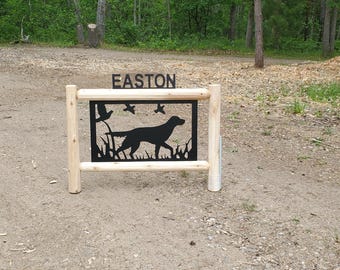 Personalized Dog Wildlife Cedar Log Outdoor Sign