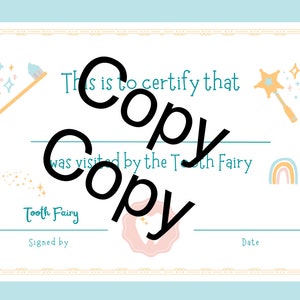 Tooth Fairy Certificate