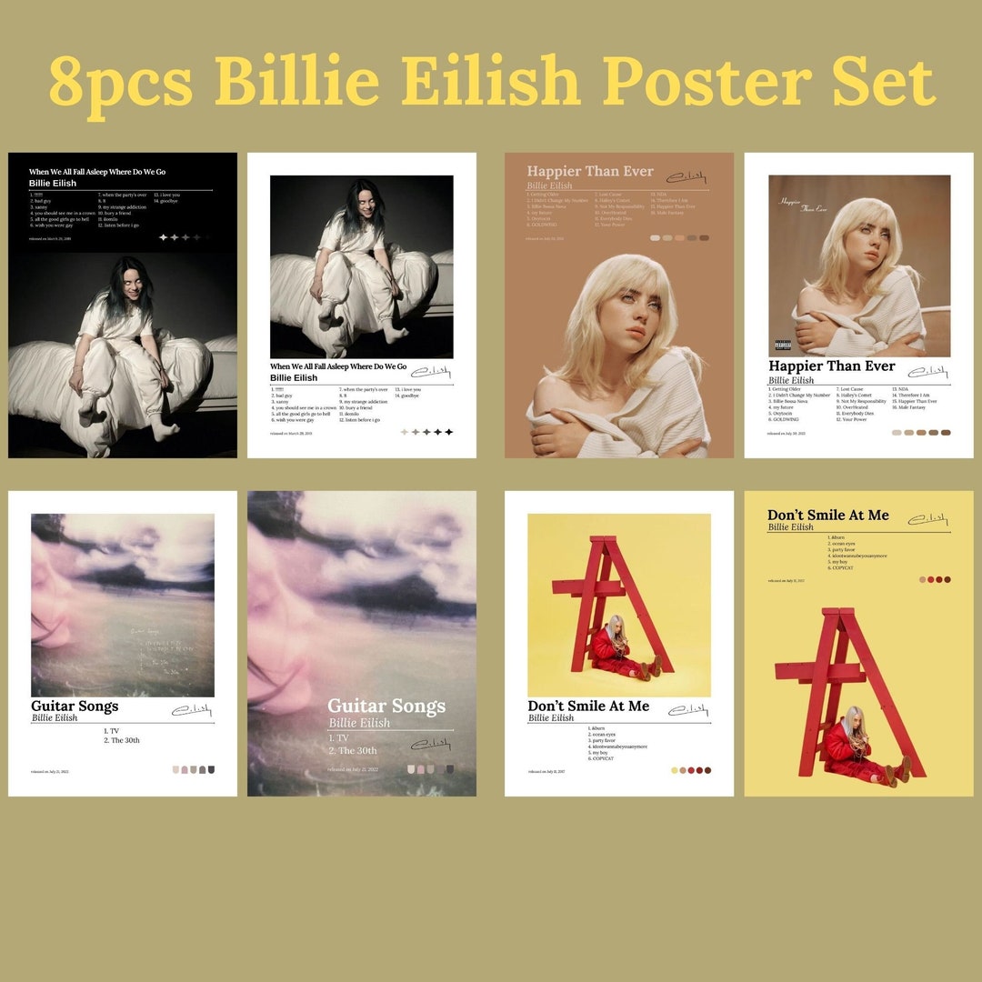 Billie Eilish Poster Set Billie Eilish All Albums Printables Etsy