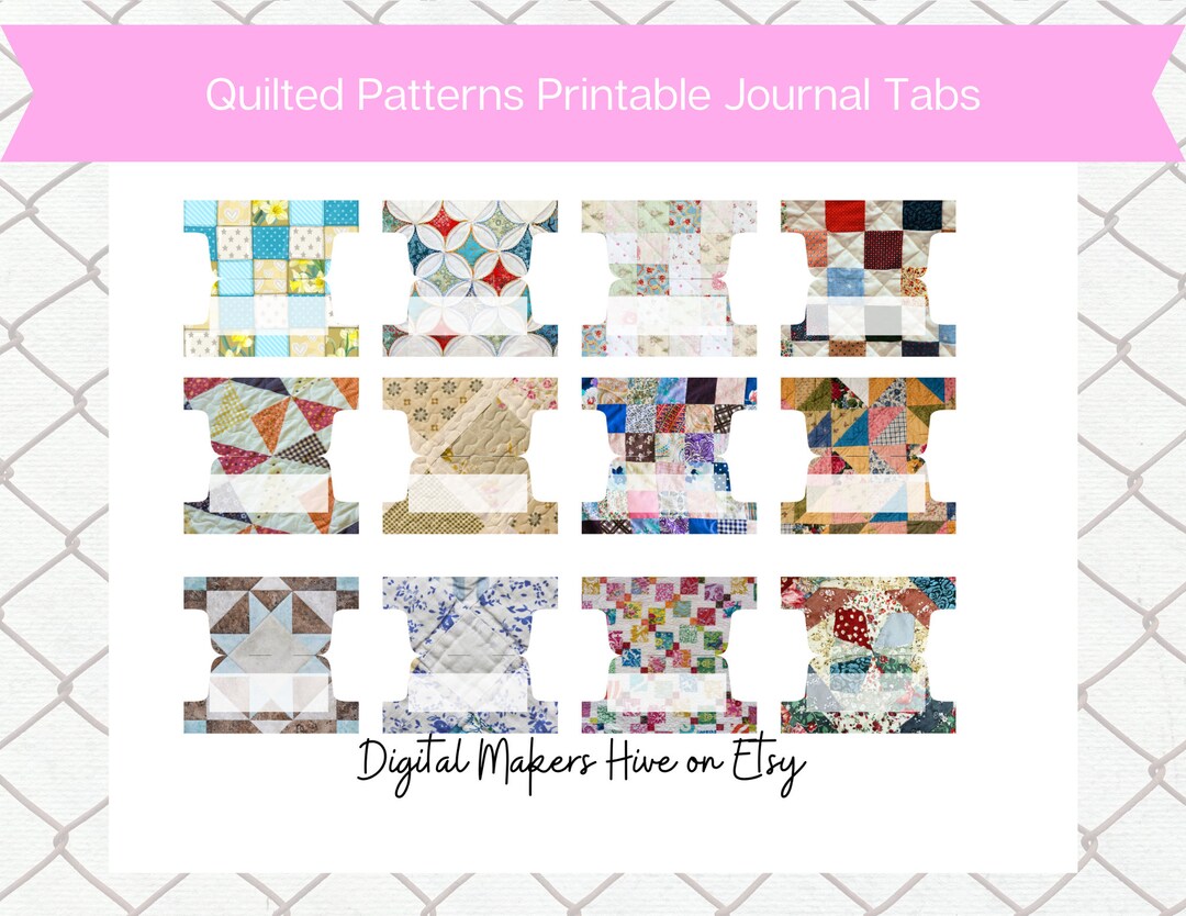 36 Quilted Patterns Printable Divider Journal Tabs Etsy