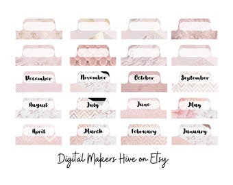 Soft Pink Monthly Printable Divider Journal Tabs