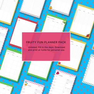 13 Page Planner Bundle, Printable Planner Instant Download, Daily Planning, Weekly Layout, Monthly Organizer, PDF Download, Fruity Fun