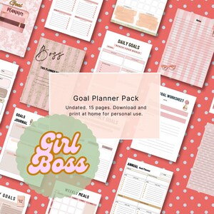 15 Pages Goal Planner Bundle, Printable Planner Instant Download, Daily Planning, Weekly Layout, Monthly Organizer, PDF Download, Girl Boss