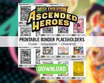 Mega Evoluton - Ascended Heroes | Printable Binder Placeholders