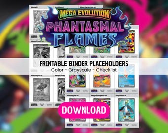 Mega Evoluton - Phantasmal Flames | Printable Binder Placeholders