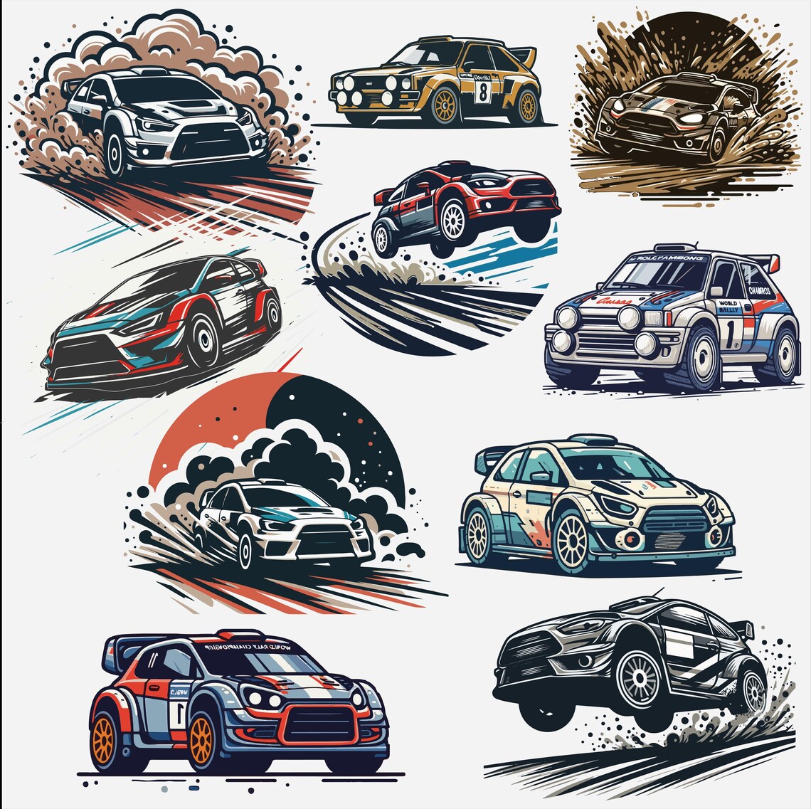 Legendary Rally Cars, Race Moments – SVG and PNG Digital File Set ...