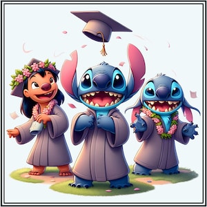 Stitch Graduation Cap Throwing 2024 Clipart, Stitch PNG,  Stitch Graduation svg, Cute Stitch Images
