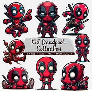 Deadpool Clipart, Kid Deadpool Bundle, Deadpool Boy Clipart, SVG, PNG
