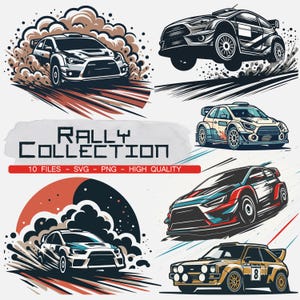 Legendary Rally Cars, Race Moments – SVG and PNG Digital File Set, Digital Download, Rally Bundle Set