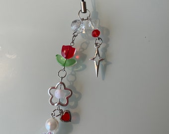 Red tulip phone charm