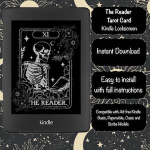The Reader Tarot Card Lock Screen Wallpaper: Mystische Digital Art für Buchliebhaber, Tarot-Bewunderer und spirituelle Enthusiasten