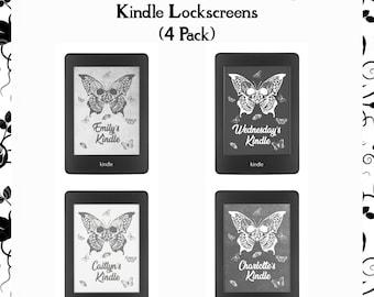 Gepersonaliseerde skeletvlinder Kindle Lockscreen: Gothic Reader Wallpaper (4-pack digitale download)