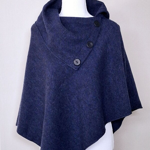 Navy poncho women wool wrap accessories poncho merino wool scarf mantle caftan shrug women clothes cape wool poncho coverup wool wrap